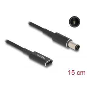   Delock Laptop töltőkábel adapterkábel USB Type-C anya - HP 7,4 x 5,0 mm apa 15 cm (DL-60032)