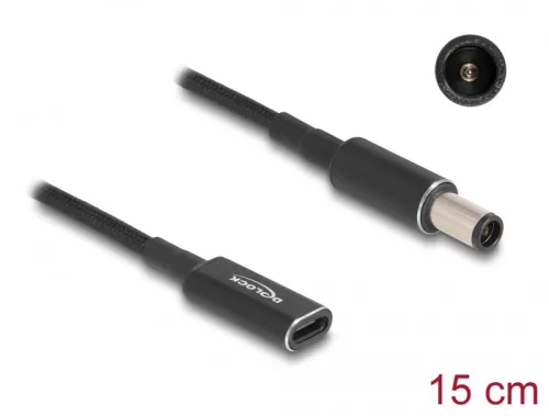 Delock Laptop töltőkábel adapterkábel USB Type-C anya - HP 7,4 x 5,0 mm apa 15 cm (DL-60032)