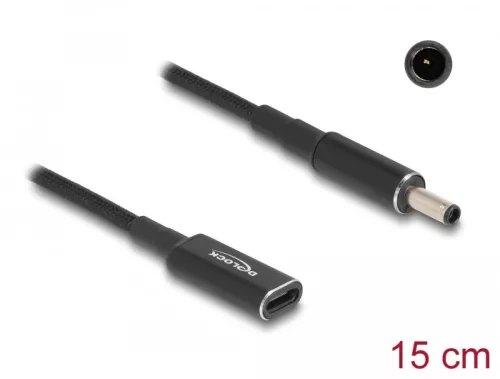 Delock Laptop töltőkábel adapterkábel USB Type-C anya - Dell 4,5 x 3,0 mm apa 15 cm (DL-60036)