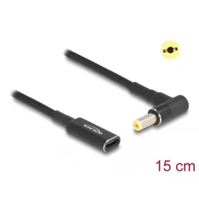   Delock Laptop töltőkábel adapterkábel USB Type-C anya - Acer 5,5 x 1,7 mm apa 90 fokban hajlított 15 cm (DL-60038)