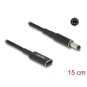   Delock Laptop töltőkábel adapterkábel USB Type-C anya - 5,5 x 2,1 mm apa 15 cm (DL-60039)