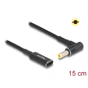   Delock Laptop töltőkábel adapterkábel USB Type-C anya - 5,5 x 2,5 mm apa 90 fokban hajlított 15 cm (DL-60040)