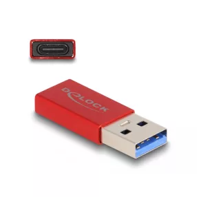   Delock USB 10 Gbps adapter A-típusú USB apa - USB Type-C  aktív anya piros (DL-60044)