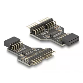   Delock USB 2.0 Hub 9 tűs tűfej anya - 2 x 9 tűs tűfej apa (DL-60045)
