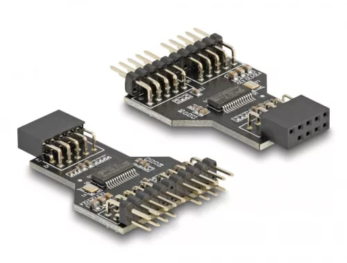 Delock USB 2.0 Hub 9 tűs tűfej anya - 2 x 9 tűs tűfej apa (DL-60045)