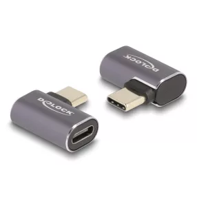   Delock USB Adapter 40 Gbps USB Type-C  PD 3.0 100 W csatlakozódugóval - csatlakozóhüvellyel, ívelt bal / jobb 8K 60 Hz fém (DL-60047)