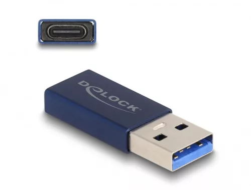 Delock USB 10 Gbps adapter A-típusú USB apa - USB Type-C  aktív anya kék (DL-60049)