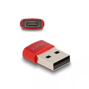   Delock USB 2.0 adapter A-típusú USB apa - USB Type-C  anya piros (DL-60050)