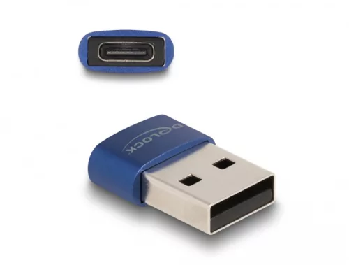 Delock USB 2.0 adapter A-típusú USB apa - USB Type-C  anya kék (DL-60051)