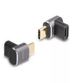   Delock USB Adapter 40 Gbps USB Type-C  PD 3.0 100 W csatlakozódugóval - csatlakozóhüvellyel, ívelt 8K 60 Hz fém kompakt (DL-60059)