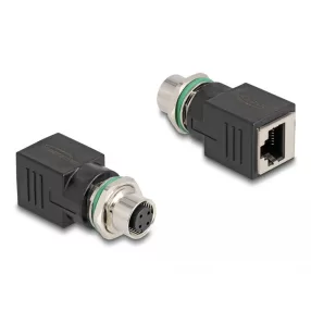   Delock M12 Adapter D-kódolt 4 tűs anya - RJ45 anya egyenes (DL-60060)