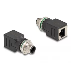   Delock M12 adapter D-kódolt 4 tűs apa - RJ45 anya egyenes (DL-60061)