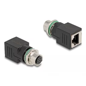   Delock M12 adapter A-kódolt 8 tűs anya - RJ45 anya egyenes (DL-60062)