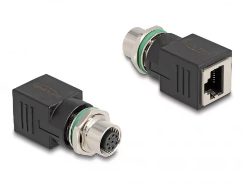 Delock M12 adapter A-kódolt 8 tűs anya - RJ45 anya egyenes (DL-60062)