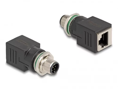 Delock M12 adapter A-kódolt 8 tűs apa - RJ45 anya egyenes (DL-60063)