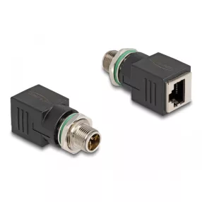   Delock M12 adapter X-kódolt 8 tűs apa - RJ45 anya egyenes (DL-60065)
