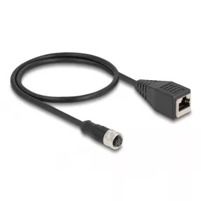   Delock M12 adapter kábel D-kódolt 4 tűs anya - RJ45 anya 50 cm (DL-60066)