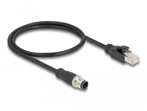Delock M12 adapter kábel D-kódolt 4 tűs apa - RJ45 apa 50 cm (DL-60073)
