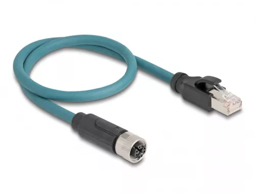 Delock M12 adapter kábel X-kódolt 8 tűs anya - RJ45 apa 50 cm (DL-60076)