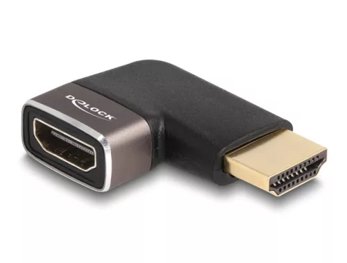 Delock HDMI adapter apa - anya 90  balra hajlítva 8K 60 Hz szürke fém (DL-60082)