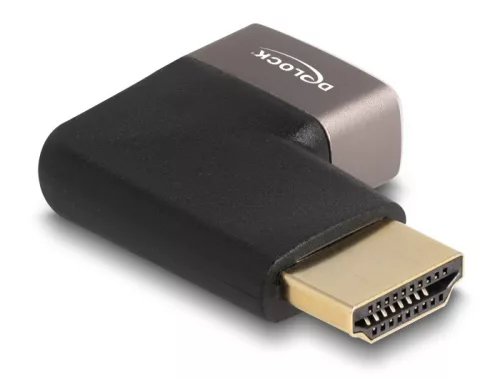 Delock HDMI adapter apa - anya 90  jobbra hajlítva 8K 60 Hz szürke fém (DL-60084)