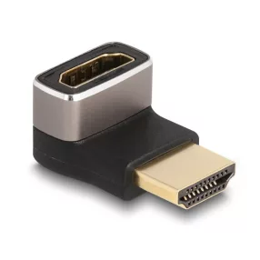  Delock HDMI adapter apa - anya 90  lefelé néző csatlakozódugóval 8K 60 Hz szürke fém (DL-60085)