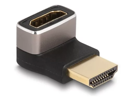Delock HDMI adapter apa - anya 90  lefelé néző csatlakozódugóval 8K 60 Hz szürke fém (DL-60085)