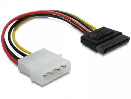 Delock 15 tűs SATA HDD (egyenes)   4 tűs apa (Molex) hálózati kábel, 12 cm (DL-60100)