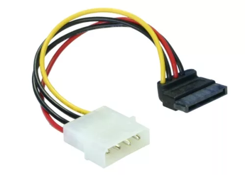 Delock 15 tűs SATA HDD (derékszögű) - 4 tűs apa (Molex) hálózati kábel, 15 cm (DL-60101)