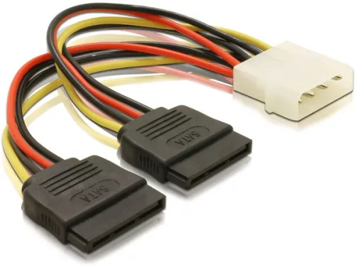 Delock 2 db 15 tűs SATA HDD   4 tűs apa (Molex) hálózati kábel, 16 cm (DL-60102)