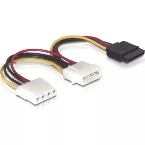  Delock 15 tűs SATA HDD   2 db 4 tűs Molex (apa/anya) hálózati kábel, 16,5 cm (DL-60103)