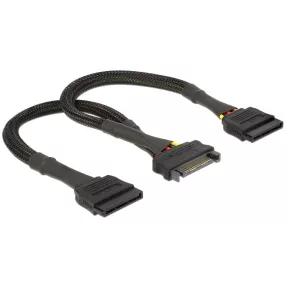   Delock SATA tápkábel 15 tűs anya > 2 x SATA 15 tűs apa 25 cm (DL-60135)