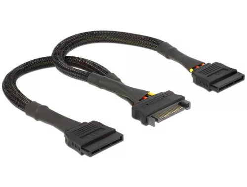 Delock SATA tápkábel 15 tűs anya > 2 x SATA 15 tűs apa 25 cm (DL-60135)