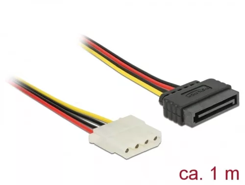 Delock tápkábel SATA 15 tűs anya > 4 tűs anya 100 cm (DL-60140)