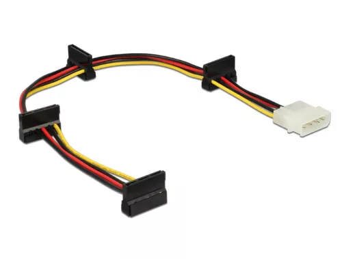 Delock Molex-tápkábel 4 tus csatlakozódugóval > 4 x 15 tus SATA-csatlakozóhüvely, 40 cm (DL-60142)