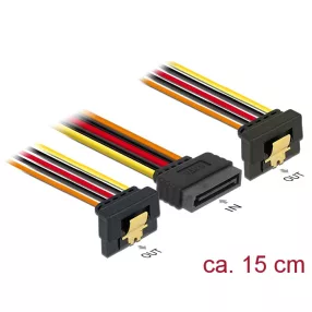   Delock 15 pin-es SATA kábel bemeneti zár funkcióval > 2 db 15 pin-es SATA tápcsatlakozó kimeneti 15 (DL-60145)