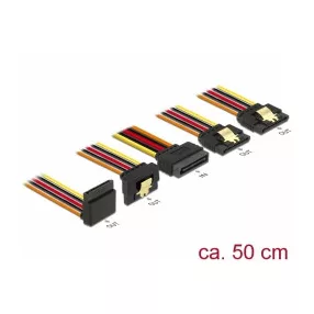   Delock 15 pin-es SATA kábel bemeneti zár funkcióval > 15 pin-es SATA tápcsatlakozó kimeneti 2 x egye (DL-60149)