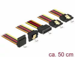 Delock 15 pin-es SATA kábel bemeneti zár funkcióval > 15 pin-es SATA tápcsatlakozó kimeneti 2 x egye (DL-60149)