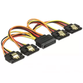   Delock 15 pin-es SATA kábel bemeneti > 15 pin-es SATA tápcsatlakozó kimeneti 4 x egyenes 15 cm (DL-60156)