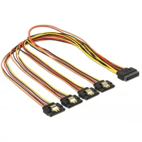   Delock 15 pin-es SATA kábel > 15 pin-es SATA tápcsatlakozó kimeneti 4 x egyenes 50 cm (DL-60158)
