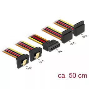   Delock kábel SATA 15 tűs tápkábel beépíthető funkcióval> 2 x SATA 15 tűs csatlakozóaljzat 30 cm (DL-60159)