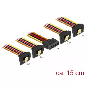   Delock 15 pin-es SATA kábel bemeneti zár funkcióval > 15 pin-es SATA tápcsatlakozó kimeneti 4 x lefe (DL-60166)