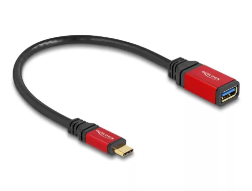 Delock USB 10 Gbps adapter USB Type-C  apa - USB A-típusú hüvely 15 cm piros fém (DL-60172)
