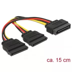   Delock kábel Power SATA 15 tűs > 2 x SATA HDD - egyenes (DL-60174)