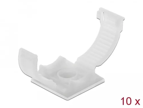 Delock Természetes színű, öntapadós, csavarozható kábeltartó zárócsattal 10 db (DL-60178)