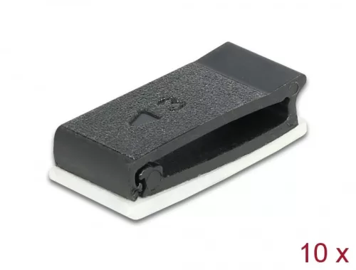 Delock Kábeltartó zárócsattal fekete 10 db (DL-60185)