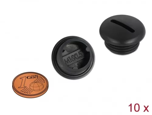 Delock M16 x 1,5 csavarmenetes záródugó, 10 db. fekete (DL-60230)