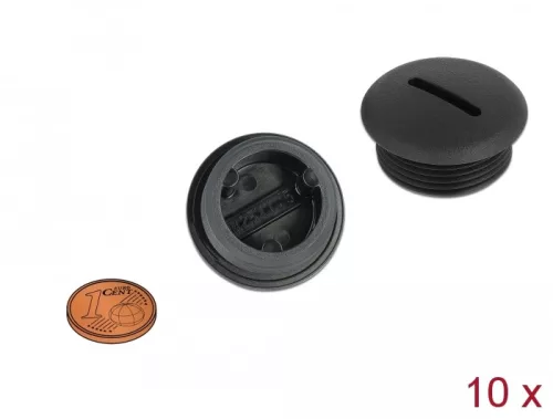 Delock M25 x 1,5 csavarmenetes záródugó, 10 db. fekete (DL-60232)