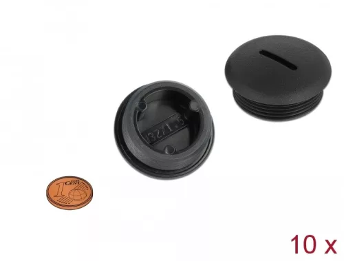 Delock M32 x 1,5 csavarmenetes záródugó, 10 db. fekete (DL-60233)