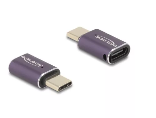 Delock USB Adapter 40 Gbps USB Type-C  PD 3.1 240 W csatlakozódugóval - csatlakozóhüvellyel, portkímélővel 8K 60 Hz fém (DL-60286)